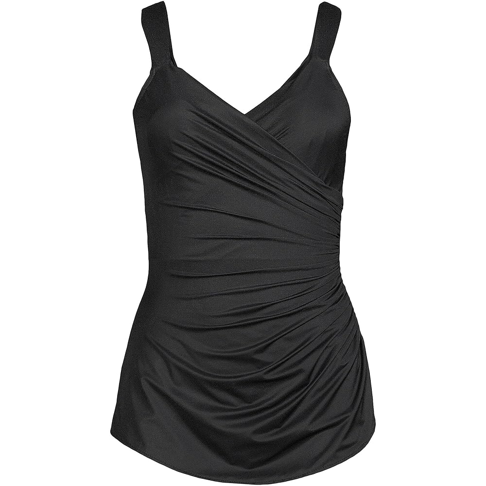 Lands' End Womens Slender Suit V-Neck Tunic One Piece